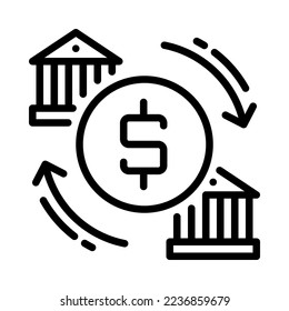 Bank transfer flat icon.  Money transaction. Sending and receiving money with bank transfer. For business and payments presentation. Vector Illustration.