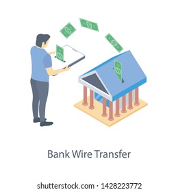 
Bank transfer icon in  isometric vector 
