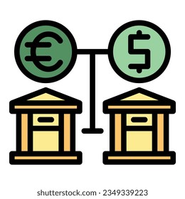 Vector de contorno de icono de transferencia bancaria. Tarjeta digital. Saldo de recepción de color plano