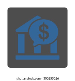 Bank Transfer icon. This flat rounded square button uses cobalt and gray colors and isolated on a white background.