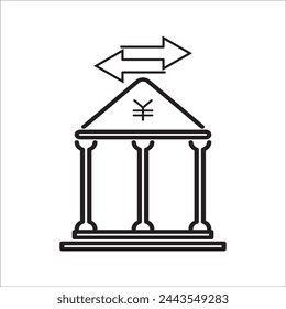 icono de transferencia bancaria en vector, sobre fondo blanco y negro.