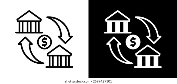 Icono de Transferencia bancaria blanco negro Ilustración vectorial