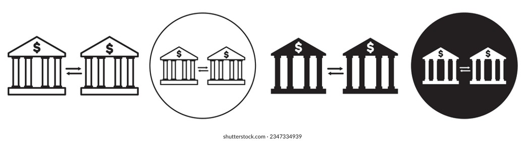 Símbolo de transferencia bancaria Icono. Signo de logo plano de depósito por cable o crédito en línea de pago de banca móvil digital a través de Internet. Conjunto de vectores colección de aplicaciones web ui icono de enviar o recibir pago 