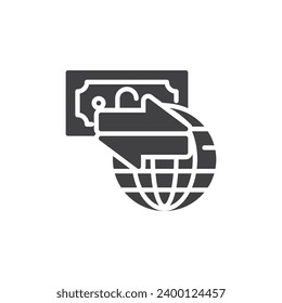 Icono de vector de transferencia bancaria. signo plano relleno para concepto móvil y diseño web. Icono de glifo de transferencia de alambre. Símbolo, ilustración del logotipo. Gráficos vectoriales