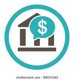 Bank Transfer vector icon. This flat rounded symbol uses grey and cyan colors and isolated on a white background.