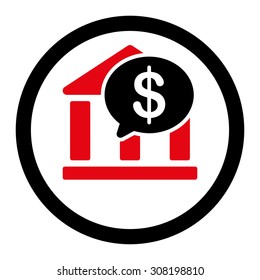 Bank Transfer vector icon. This flat rounded symbol uses intensive red and black colors and isolated on a white background.