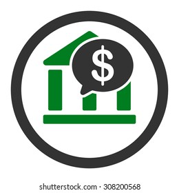 Bank Transfer vector icon. This flat rounded symbol uses green and gray colors and isolated on a white background.