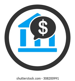 Bank Transfer vector icon. This flat rounded symbol uses blue and gray colors and isolated on a white background.