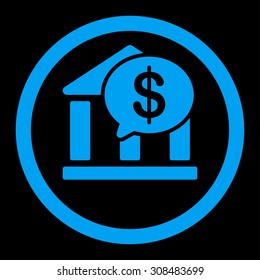 Bank Transfer vector icon. This flat rounded symbol uses blue color and isolated on a black background.