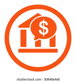Bank Transfer vector icon. This flat rounded symbol uses orange color and isolated on a white background.