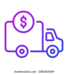 Bank Truck Outline Icon, Business And Finance Icon.