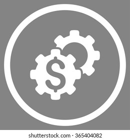 Bank Tuning vector icon. Style is flat circled symbol, white color, rounded angles, gray background.