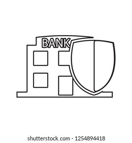 bank under protection icon. Element of cyber security for mobile concept and web apps icon. Thin line icon for website design and development, app development