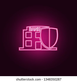 bank under protection icon. Elements of cyber security in neon style icons. Simple icon for websites, web design, mobile app, info graphics