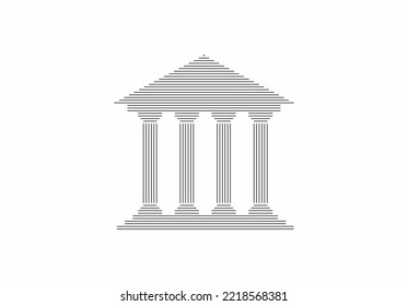 Bank or University icon. Historic building with columns. Vector isolated on white
