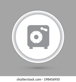 bank vault, circle grey icon with a shadow.