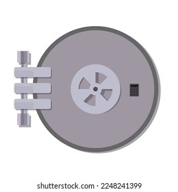 Bank vault door. The main bank safe door. The money in the closed safe with a metal door. Savings, managing money. Vector icon
