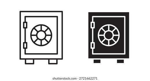 Icono de bóveda de banco plano y delgado paquete de Vector de carrera. Conjunto de iconos editables