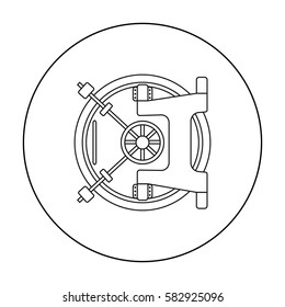 Bank vault icon in outline style isolated on white background. Money and finance symbol stock vector illustration.