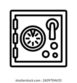 Bank Vault Line Vector Illustration On White Background.