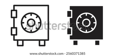 Bank vault vector icon set in black color.