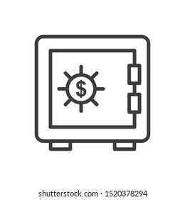Bank Vault vector outline icon. Illustration style EPS 10 file format 