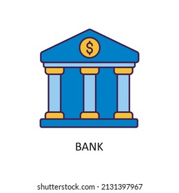 Ilustración de diseño de iconos de esquema rellenado por vector de banco. Símbolo de Fintech sobre el fondo blanco Archivo EPS 10