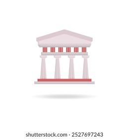 Bank vector icon. Ancient building with columns. Greek and Roman building in antique style. Bank, university, school, historical building, architectural monument color icon.