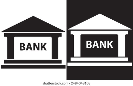 Bank vector icon. Business and economy symbol. Ancient greek temple shape sign. Architecture building logo. isolated on white and black background.  Vector illustration. EPS 10 