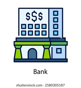 bank vector icon design illustration, filled line style