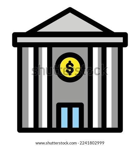 Bank vector icon design. Isolated retail bank branch ATM Location sign emoji label design.