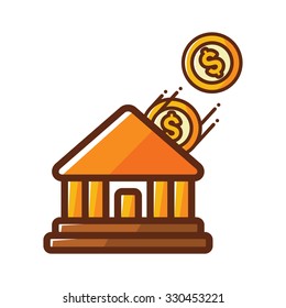 Bank Vector Icon, Finance Element