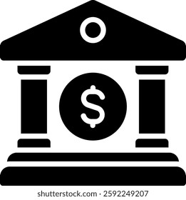 Bank Vector Icon for Financial Institutions. Banking services illustration, money deposit symbol, financial security concept