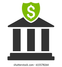 Bank vector icon. Flat bicolor eco green and gray symbol. Pictogram is isolated on a white background. Designed for web and software interfaces.