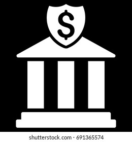 Bank vector icon. Flat white symbol. Pictogram is isolated on a black background. Designed for web and software interfaces.
