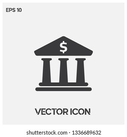 Bank vector icon illustration. Modern bank and Dollar symbol icon. Premium quality.