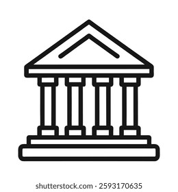 bank vector icon line art on white background