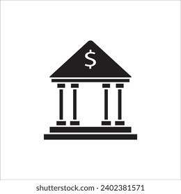 plantilla de línea de icono del vector de banco