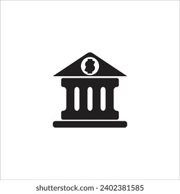 plantilla de línea de icono del vector de banco