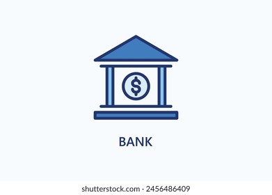 Ilustración de Vector de banco, ícono o símbolo de logotipo