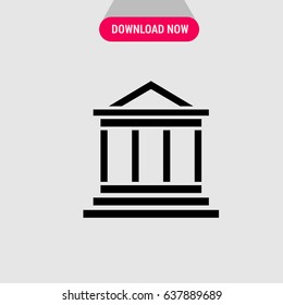 Bank Vector Icon, The outlined symbol of bank building. Simple, modern flat vector illustration for mobile app, website or desktop app 