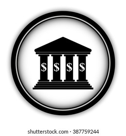 bank - vector icon; round  button with shadow