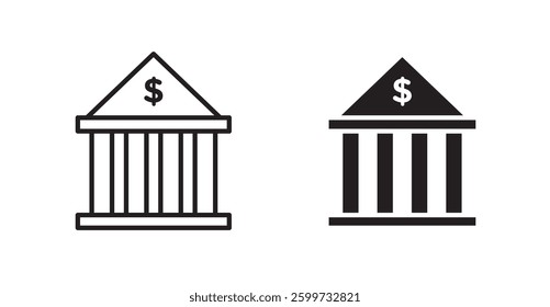 Bank vector icon set in black color.