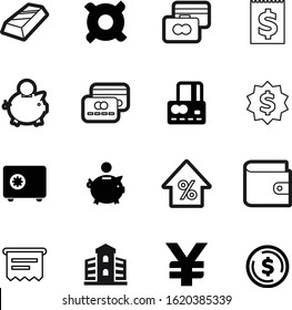 bank vector icon set such as: safety, percent, print, wallet, 3d, architecture, amount, japan, increase, color, win, purse, slot, currencies, silver, building, good, progress, hotel, platinum