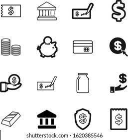 bank vector icon set such as: food, cost, atm, purchase, transfer, bar, shield, billing, restaurant, bullion, contour, glass, total, object, cashier, digital, arm, empty, kitchen, drawing, bet