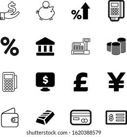 bank vector icon set such as: invest, income, bullion, accounting, casino, front, building, profit, purchase, silver, savings, computer, shape, quality, growth, golden, ingots, interest, investing