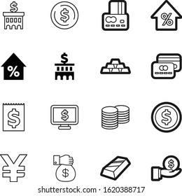 bank vector icon set such as: blue, rounded, screen, chips, holding, paper, earnings, amount, stack, identity, computer, income, technology, bag, outline, icons, invoice, price, japan, man, coins