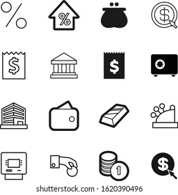 bank vector icon set such as: bullion, city, real, cashier, decoration, bar, debt, check, steel, paid, secure, hotel, chips, gold, progress, linear, savings, register, till, password, credit, print