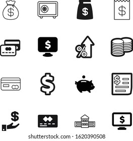 bank vector icon set such as: steel, percent, station, interest, expense, template, chart, linen, million, euro, secure, outline, hospital, rich, canvas, coins, paid, construction, holding, hand
