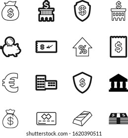 bank vector icon set such as: urban, canvas, objects, marketing, house, balance, europe, color, growing, pen, store, bar, knowledge, front, discount, cheque, atm, golden, funding, exchange, roman, up
